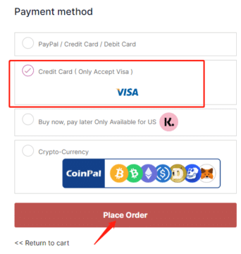 credit card place order