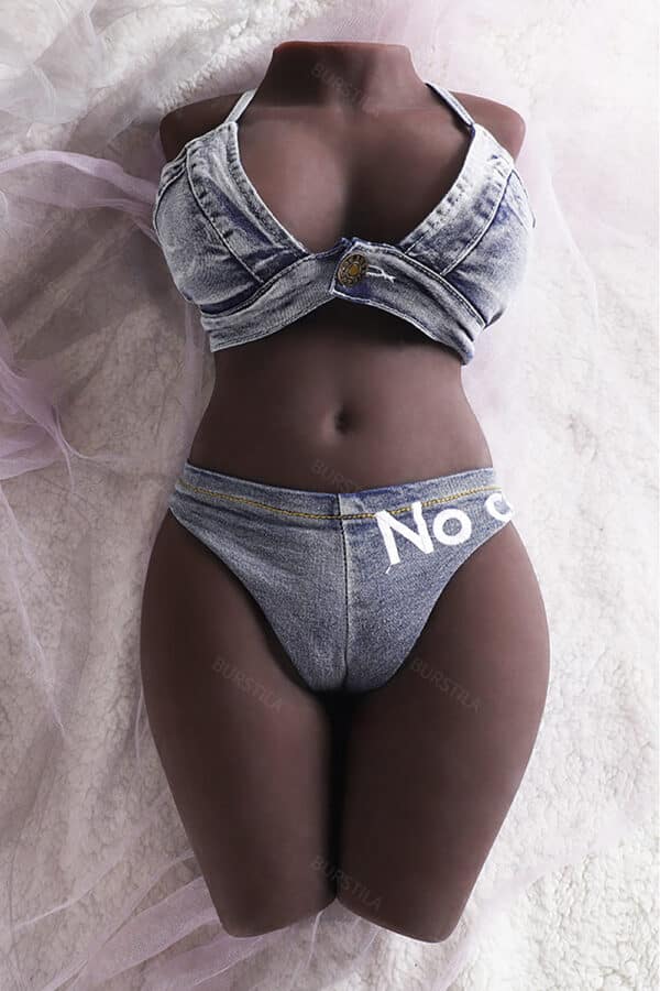 EU Sotck - 55cm/21.in Realistic Female Torso Sex Doll TPE Half Body Black Sex Doll Torso