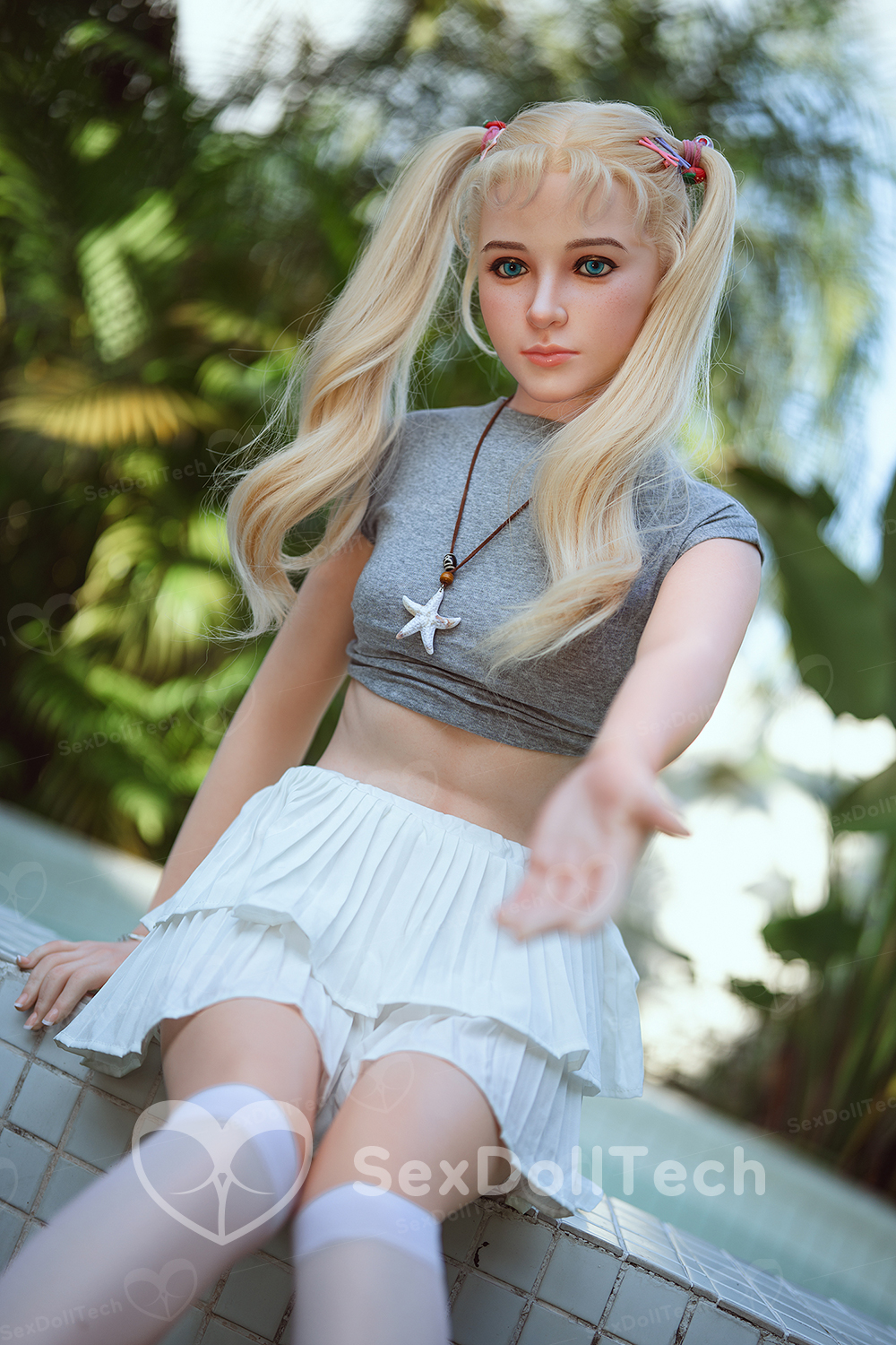 US Stock – Fadak Plus 150cm/4ft92 S22 Full Silicone Flat Chested Female Adult Blonde Sex Doll - Image 7