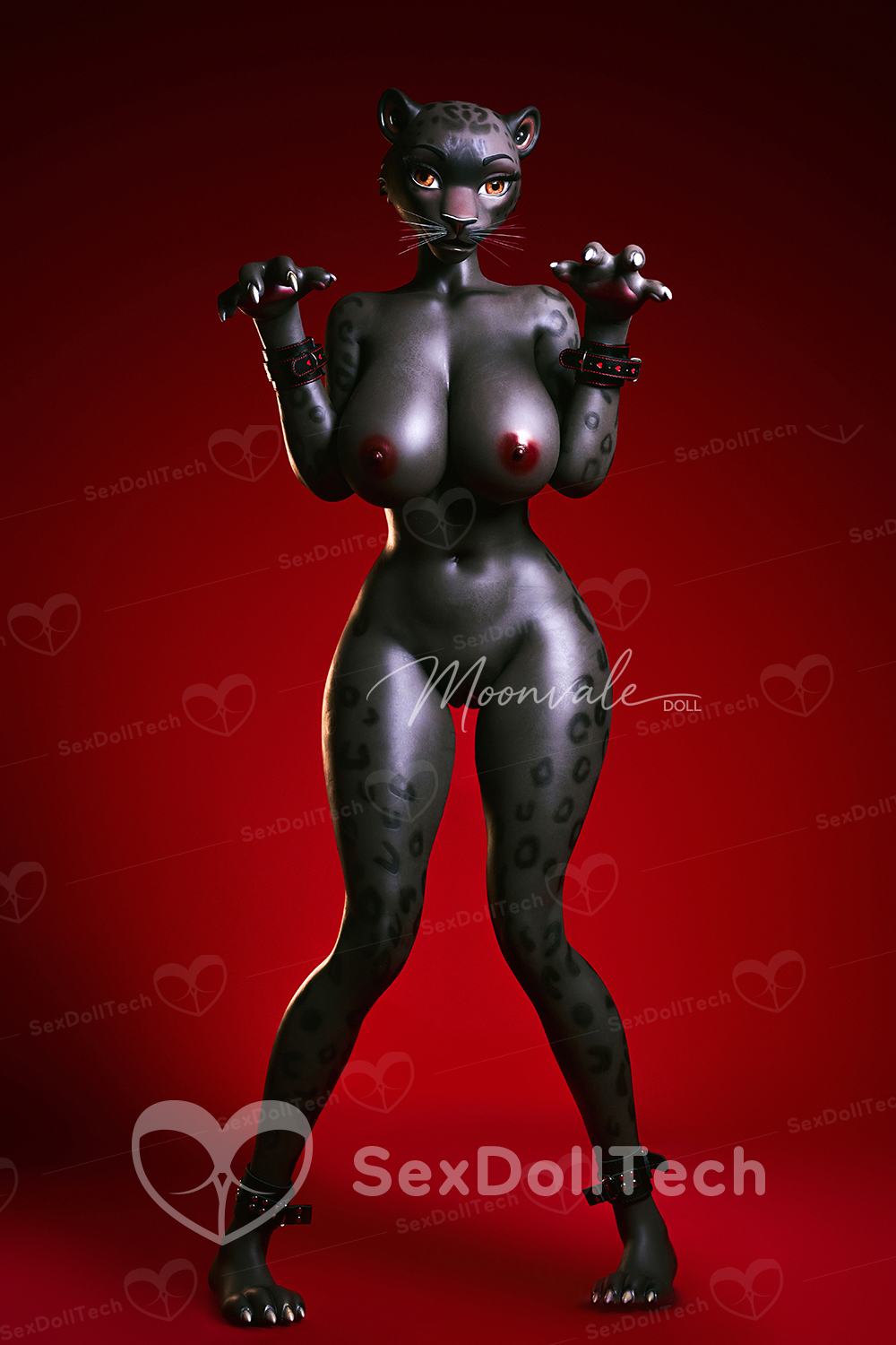 Moonvale 165cm/5ft41 Velara #2 Big Boobs Most Realistic Anime Black Leopard Lady Full Body Silicone ROS Sex Love Doll - Image 3
