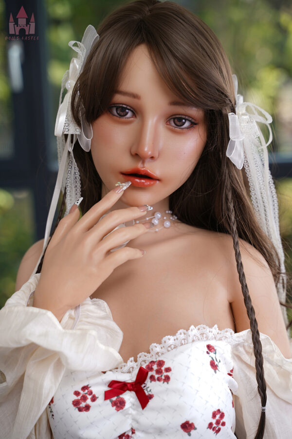 US Stock Eugen 158cm/5ft18 B S21 Full Body Silicone ROS Head Small Breast Sex Doll With Blowjob