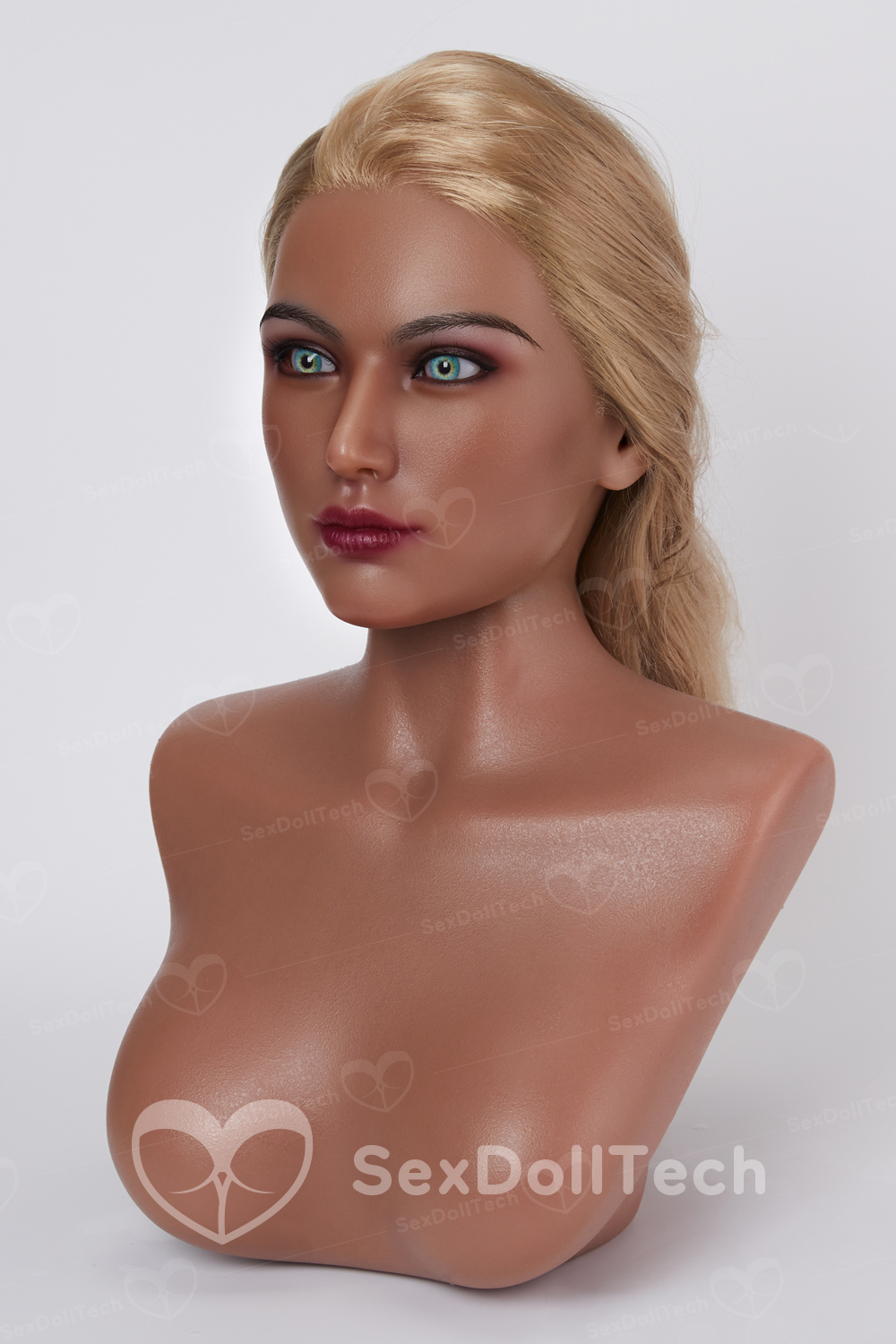 Full Silicone 3 Skin Tone Sex Doll Head Stand for Display Light - Image 2